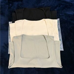 Ribbed Knit Sleeveless Tops - Black, Cream, Tan